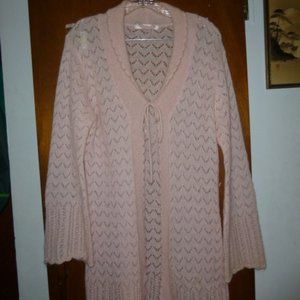 Womens Victoria Secret Mohair Wool Blend Pink Sweater Coat Long Cardigan M Mediu